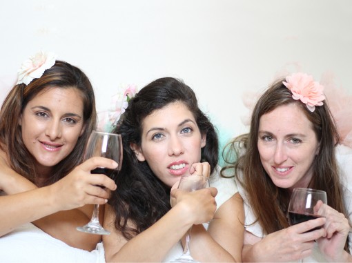 3 Actors holding wine glasses