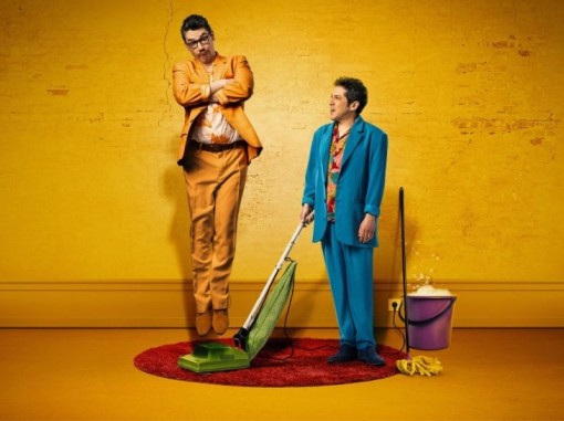 השחקנים גרייניק ואלתרמן בכרזה הומוריסטית